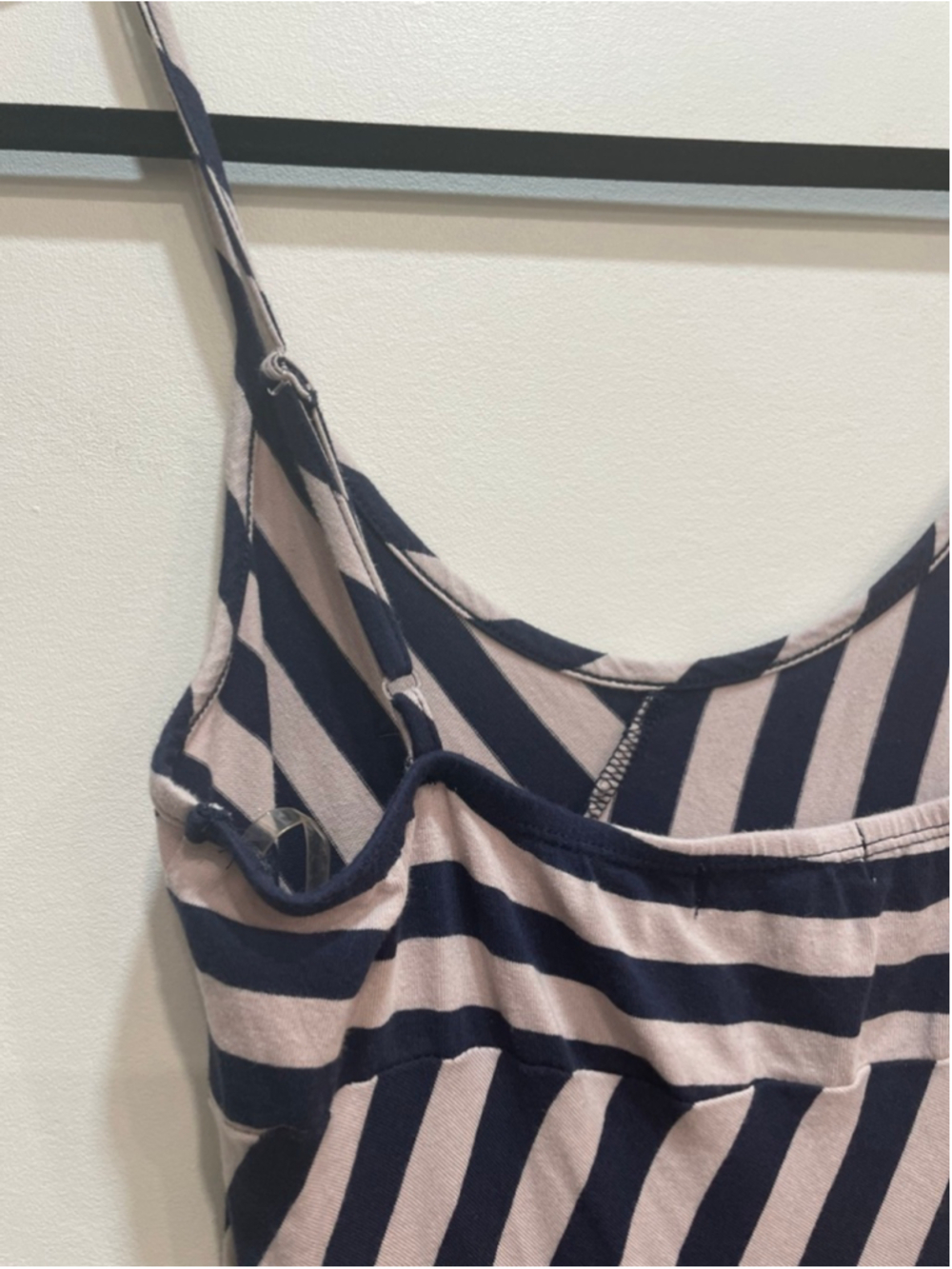 Monteau Navy Striped Bias Cut Maxi Dress M Nautical Ballet Preppy Coastal - Picture 5 of 9